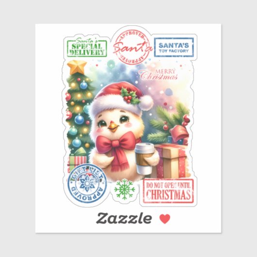 Sticker Joyful Santa Sack With Holiday Decor (Feuille)