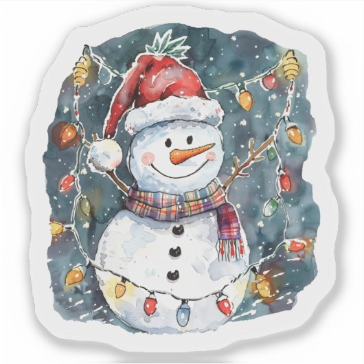 Sticker Joyful Snowman Décore pour Noël (Devant)