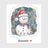 Sticker Joyful Snowman Décore pour Noël (Feuille)