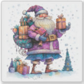 Sticker Joyful Violet Santa Celebrates Christmas (Devant)
