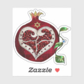 Sticker Judaica Pomegranate Heart Hanoukka Rosh Hashanah (Feuille)