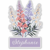 Sticker Juillet Fleur de naissance Nom personnalisé (Devant)