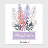 Sticker Juillet Fleur de naissance Nom personnalisé (Feuille)