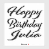 Sticker Julia Nom Prénom Anniversaire de la Broderie noire (Feuille)