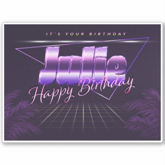 Sticker Julie Nom Prénom lila retro Broker (Devant)