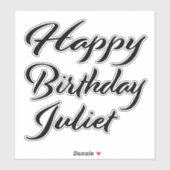 Sticker Juliet Nom Prénom Anniversaire de la Broderie noir (Feuille)