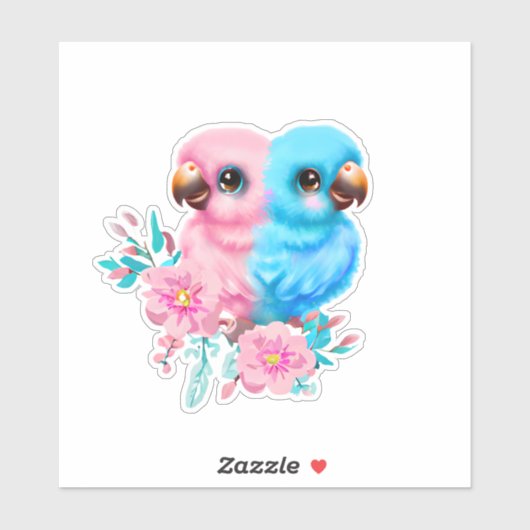 Sticker Jumeaux de perroquet pour bébé mignon (Feuille)