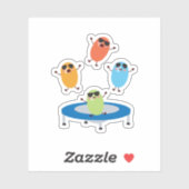 Sticker Jumping mignon Haricots de bonbons portant des lun (Feuille)