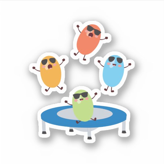 Sticker Jumping mignon Haricots de bonbons portant des lun (Devant)