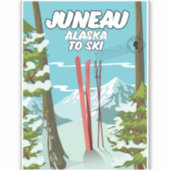 Sticker Juneau Alaska À Ski (Devant)