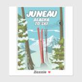 Sticker Juneau Alaska Pour Skier (Feuille)