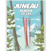 Sticker Juneau Alaska Pour Skier (Devant)