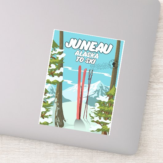 Sticker Juneau Alaska Pour Skier (Détail)