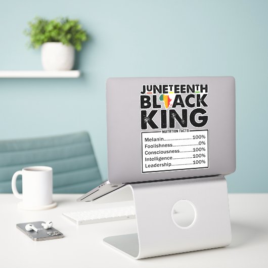 Sticker Junetten Black King Faits nutritionnels Melanin (Ordinateur portable sur le bureau)