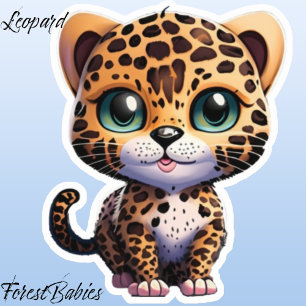 Sticker Jungle Animal Kitten Leopard Cub Kitty Cat