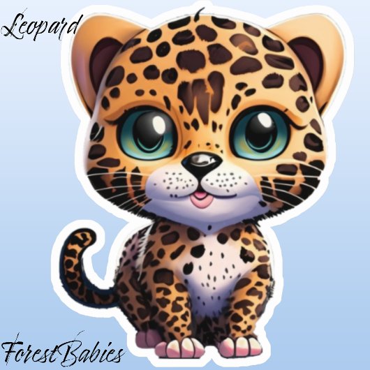 Sticker Jungle Animal Kitten Leopard Cub Kitty Cat