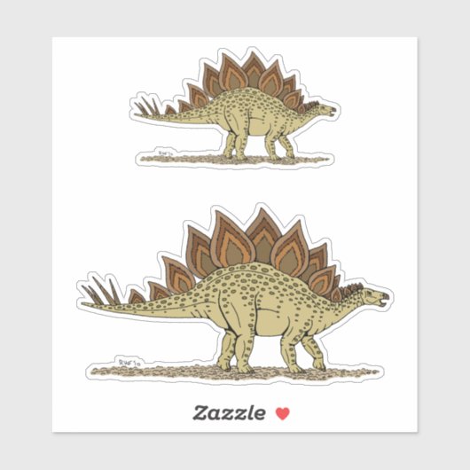 Sticker Jurassique Dinosaure Stegosaurus (Feuille)