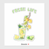 Sticker Jus de citron frais Cool Boire Lemonade Summer Par (Feuille)