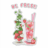 Sticker Jus de fraise frais boisson fraîche - Fruits d'été (Devant)
