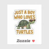 Sticker Just a boy who loves turtles Children boy (2) (Feuille)