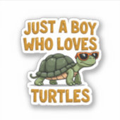 Sticker Just a boy who loves turtles Children boy (2) (Devant)
