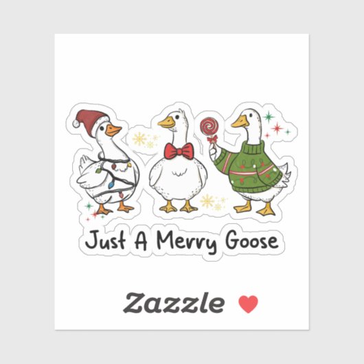 Sticker Just A Merry Goose Festive Holiday Design (Feuille)