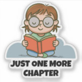Sticker Just One More Chapter, Reading Book Worm (Devant)