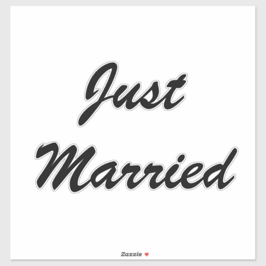 Sticker Juste marié Mariage de texte de script personnalis (Feuille)