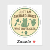 Sticker Juste un archéologue qui aime les chats (Feuille)