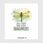 Sticker Juste un garçon qui aime les libellules. Libellule (Feuille)