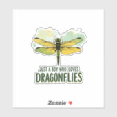 Sticker Juste un garçon qui aime les libellules. Libellule (Feuille)