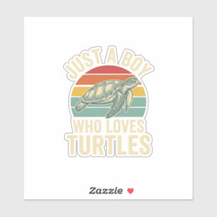 Sticker Juste un garçon qui aime les tortues Vintage Turtl