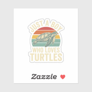 Sticker Juste un garçon qui aime les tortues Vintage Turtl