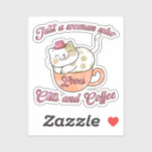 Sticker Juste une femme qui aime les chats et le café (Feuille)