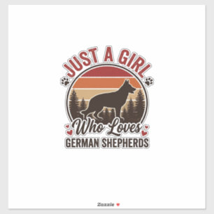 Sticker Juste Une Fille Berger Allemand Amoureux De Chien