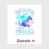 Sticker Juste une fille qui aime Dragons Galaxy Space Drag (Feuille)