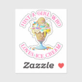 Sticker Juste une fille qui aime la crème glacée (Feuille)
