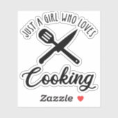 Sticker Juste une fille qui aime la Cuisine (Feuille)