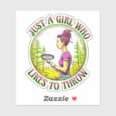 Sticker Juste une fille qui aime lancer | Disk Golf (Feuille)