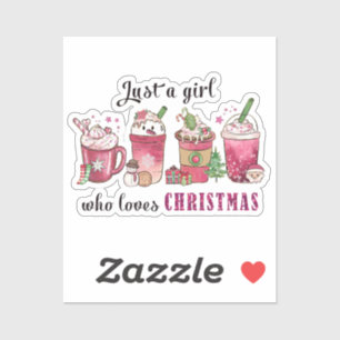 Sticker Juste une fille qui aime le café de Noël tendance 
