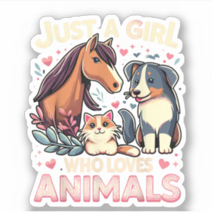 Sticker Juste Une Fille Qui Aime Les Animaux Mignon Amoure