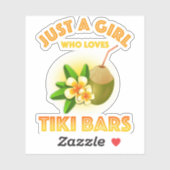 Sticker Juste Une Fille Qui Aime Les Bars Tiki (Feuille)