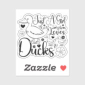 Sticker Juste Une Fille Qui Aime Les Canards Mignons Propr (Feuille)