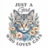 Sticker Juste une fille qui aime les chats (Devant)