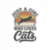 Sticker Juste une fille qui aime les chats Design de chat (Devant)