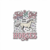 Sticker Juste Une Fille Qui Aime Les Chevaux Design Vector (Devant)