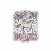 Sticker Juste Une Fille Qui Aime Les Chevaux Design Vector (Devant)