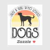 Sticker Juste une fille qui aime les chiens (Feuille)