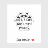 Sticker juste une fille qui aime les pandas (Feuille)