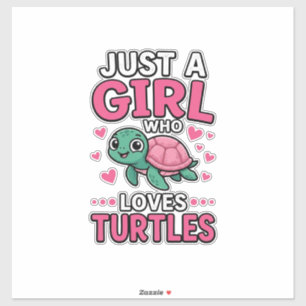 Sticker Juste une fille qui aime les tortues Vecteur de to